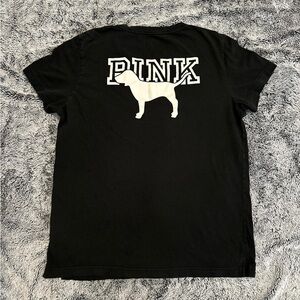 PINK Victoria's Secret Black Tee with White Dog Logo